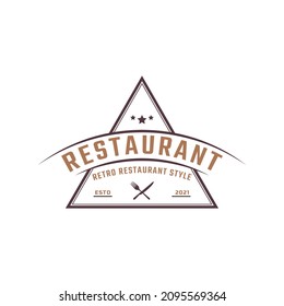 Classic Vintage Badge Crossed Spoon Fork Knife Rustic Vintage Retro for Kitchen Food Menu Dish Restaurant Logo Design Inspiration
