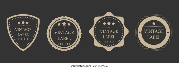 Classic Vintage Badge Label Vector Set for Retro Branding and Logo Design Projects on Dark Background in EPS Format