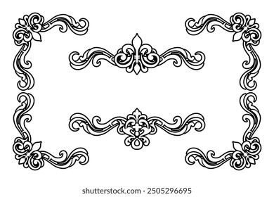 Classic Vintage Baroque Victorian Frames Separator Elements Classic Wedding Invitation
