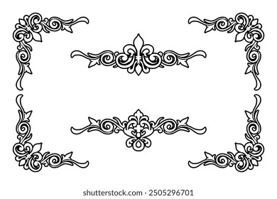 Classic Vintage Baroque Victorian Frames Separator Elements Classic Wedding Invitation