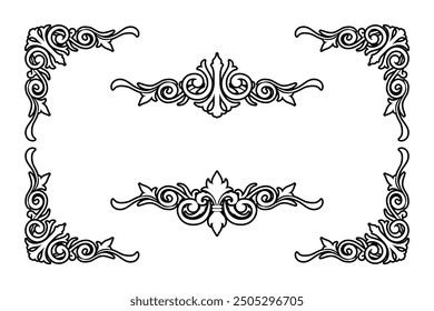Classic Vintage Baroque Victorian Frames Separator Elements Classic Wedding Invitation