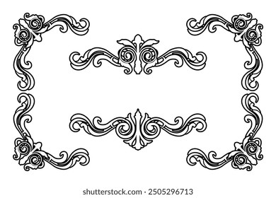 Classic Vintage Baroque Victorian Frames Separator Elements Classic Wedding Invitation