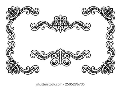 Classic Vintage Baroque Victorian Frames Separator Elements Classic Wedding Invitation
