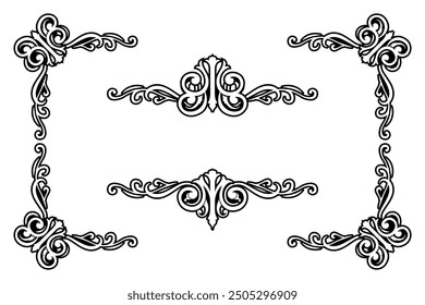 Classic Vintage Baroque Victorian Frames Separator Elements Classic Wedding Invitation