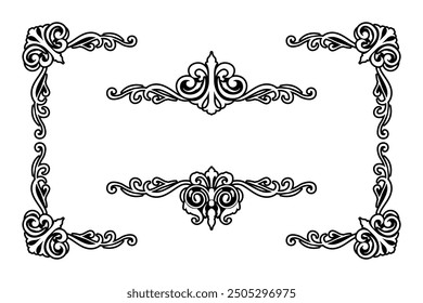 Classic Vintage Baroque Victorian Frames Separator Elements Classic Wedding Invitation