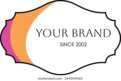 Classic vintage brand label with blank space. Ornate badge design for handmade and rustic products, traditional and crafted branding sticker template
