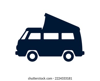 Klassischer Vintage-Camper-Van-Symbol einzeln auf weißem Hintergrund - Vektorgrafik