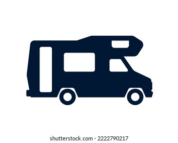 Classic vintage camper van or motorhome icon isolated on white background - vector illustration