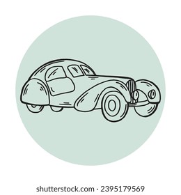 classic vintage car hand drawn illustration vetor, isolated on abstract background