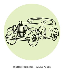 classic vintage car hand drawn illustration vetor, isolated on abstract background