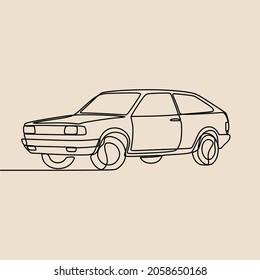 Arte de línea continua clásico de coche vintage en línea