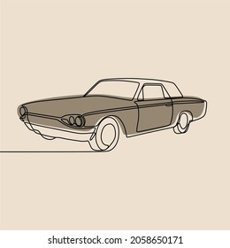 Classic Vintage Car Oneline Continuous Line Art