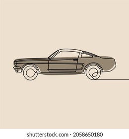 Classic vintage car oneline continuous line art