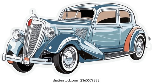 classic vintage car sticker vector