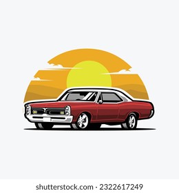 Classic Vintage Car Vector Art Illustration Design. Best for Automotive Classic T-Shirt Design