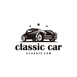 Classic Vintage Car Vector Design Inspiration. Auto Car Logo Design Template. Classic Vehicle Symbol Logotype. A Classic Car Symbol Silhouette. Vintage Car Simple Line Art Logo.