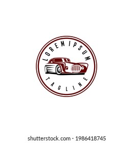 Classic vintage car vector design inspiration. Auto car logo design template. Classic vehicle symbol logotype. A classic car symbol silhouette. Vintage car simple line art logo.