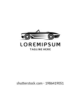 Classic vintage car vector design inspiration. Auto car logo design template. Classic vehicle symbol logotype. A classic car symbol silhouette. Vintage car simple line art logo.