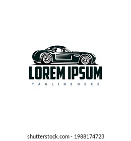 Classic vintage car vector design inspiration. Auto car logo design template. Classic vehicle symbol logotype. A classic car symbol silhouette. Vintage car simple line art logo.