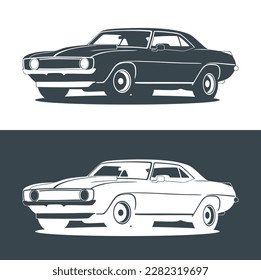 Classic vintage car vector design inspiration. Auto car logo design template, vintage car simple line art logo.