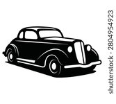 Classic Vintage Car Vector Illustration - Minimalist Retro Hot Rod Coupe Silhouette