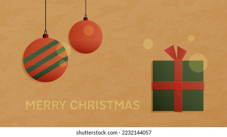 Classic Vintage Christmas Greetings Card with Cardboard Background