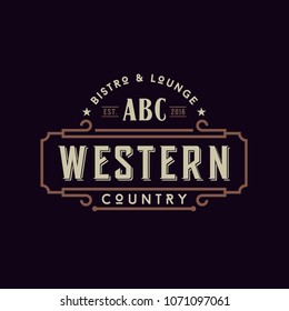 Classic Vintage Country Emblem Typography for Western Bar Restaurant Logo design inspiration