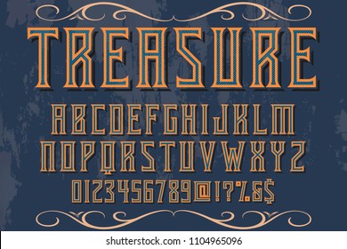 Classic vintage decorative font  label design named treasure