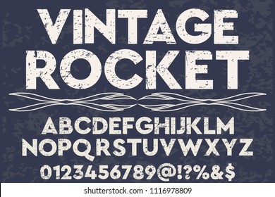 Classic vintage decorative font label design named vintage rocket