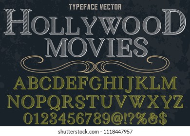 Classic vintage decorative font label design named vintage hollywood movies