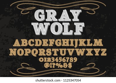 Classic vintage decorative font label design named vintage gray wolf