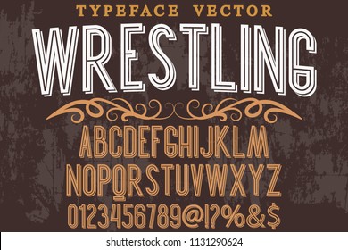 Classic vintage decorative font label design named wrestling