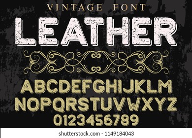 Classic vintage decorative font label design named leather