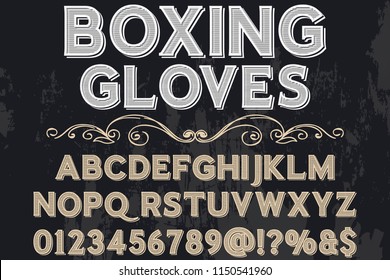 Classic vintage decorative font label design named boxing gloves