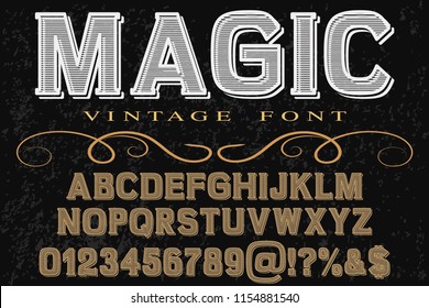 Classic vintage decorative font label design named magic