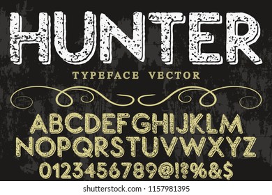 Classic vintage decorative font label design named hunter