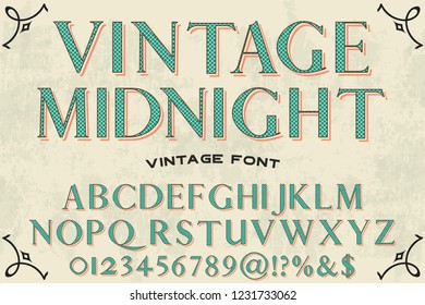 Classic vintage decorative font label design named vintage midnight