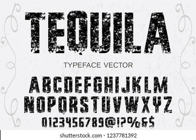 Classic vintage decorative font label design named vintage tequila