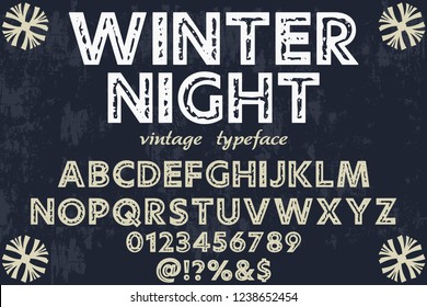 Classic vintage decorative font label design named vintage winter night