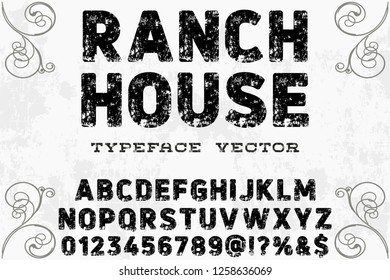 Classic vintage decorative font label design named vintage ranch house