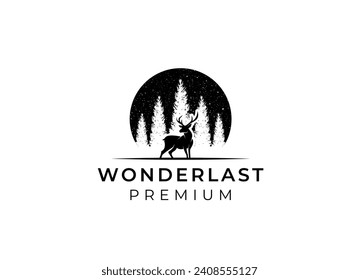 Classic Vintage Deer for Wildlife Hunting Logo Design, Vintage Deer Logo Design