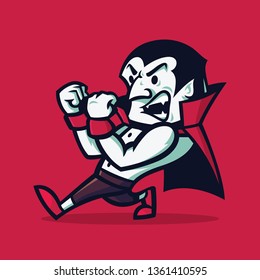 Classic vintage dracula in fighter pose mascot