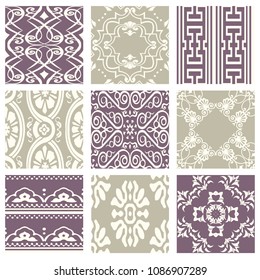 Classic vintage elegant pastel violet seamless abstract pattern, antique oriental design for background image.