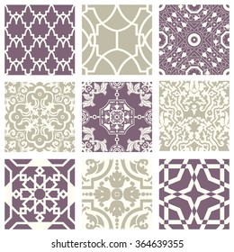 Classic vintage elegant pastel violet seamless abstract pattern 27
Antique retro abstract pattern set collection can be used for wallpaper, web page background, surface textures.
