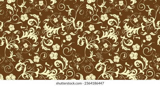 classic vintage floral brown vector pattern art abstract textile background wallpaper