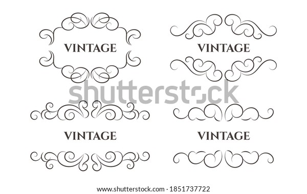 Classic vintage floral text frames wide banners\
set. - Vector.