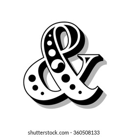 Classic vintage font, letter &, ampersand vector