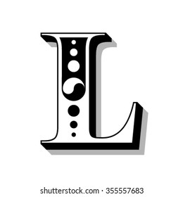 Classic vintage font, letter K, vector