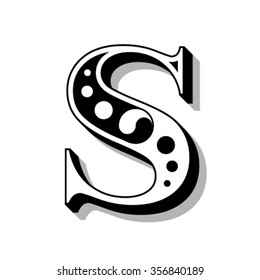 Classic vintage font, letter S, vector