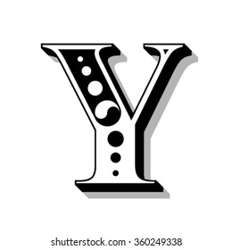 Classic vintage font, letter Y, vector
